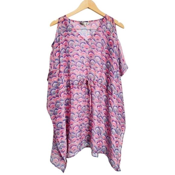 The Royal Standard Beach Cover Up Shell Print Pink/Blue Size Medium - Picture 1 of 6